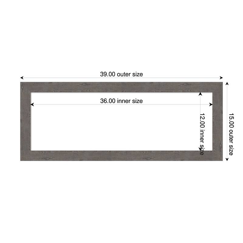 Amanti Art Rustic Plank Espresso Narrow Framed Dry Erase Magnetic Board - 39 x 15 in - Rustic Plank Grey Narrow