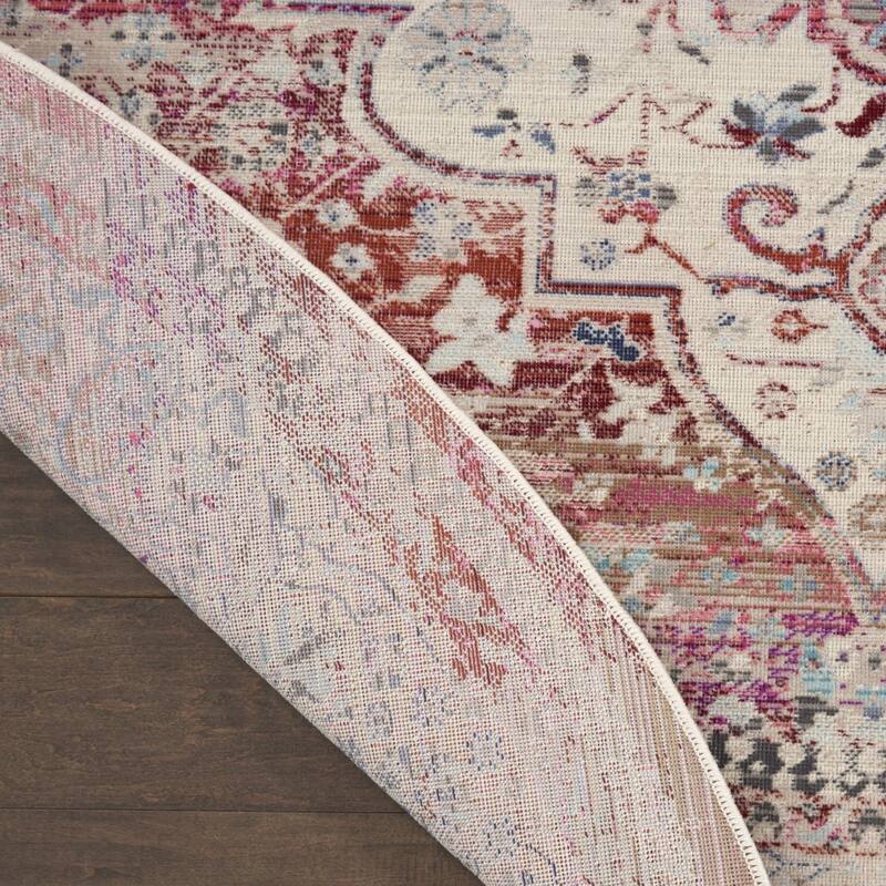 HomeRootsFloral Transitional Round Area Rug - 48' X '48' X '0.5