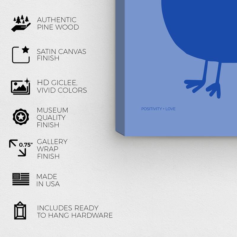 Wynwood Studio Canvas Animals Blue Bird Landing Blue and Modern & Contemporary Wall Art Canvas Print