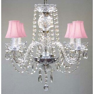 All Crystal Chandelier With Pink Shades H17 x W17 - Chandeliers For Bedrooms by Overstock.com