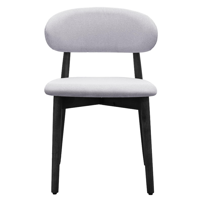 Cotton-Linen Fabric Upholstered Dining Chair with Black Solid Wood Legs, Armless Chair Set of 4 for Kitchen, Living