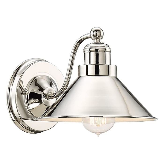 Polished Nickel bathroom wall sconce Metal bathroom wall sconces Industrial brushed nickel wall sconce