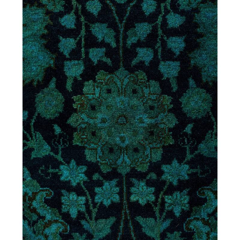 Overdyed One-of-a-Kind Hand-Knotted Area Rug - Green - 3' 2" x 12' 1"