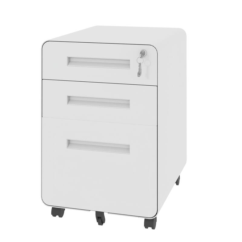 3-Drawer Mobile File Cabinet with Lock, All-Steel Metal Storage Cabinet on Casters, for Home & Office, Holds A4/Letter Files