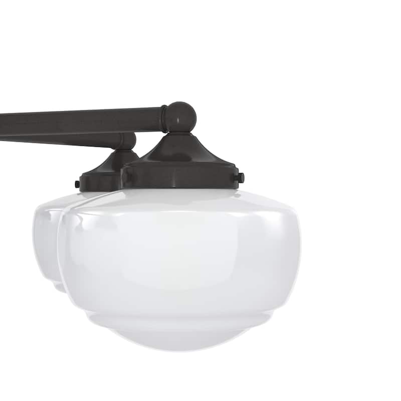 Hunter Saddle Creek Contemporary Schoolhouse Chandelier - Clear or White Glass Globes - Entry, Dining Room, Kitchen Table