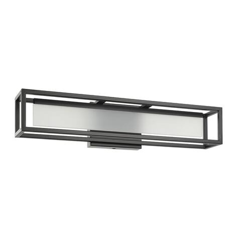 EGLO Gualajo - Bath Vanity Light - Matte Black Finish - White Acrylic Shade