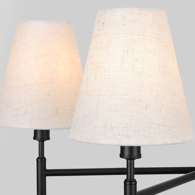 Farmhouse Wheel Chandelier Mid-century Pendant Fixture with Fabric Shades for Interior Lighting