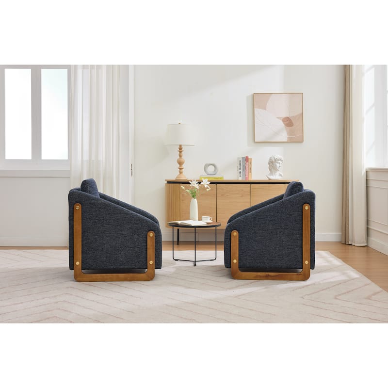 Chenille Armchair with Wooden Frame