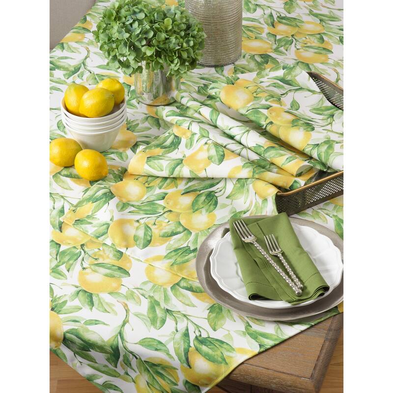 Long Table runner With Printed Lemon Design