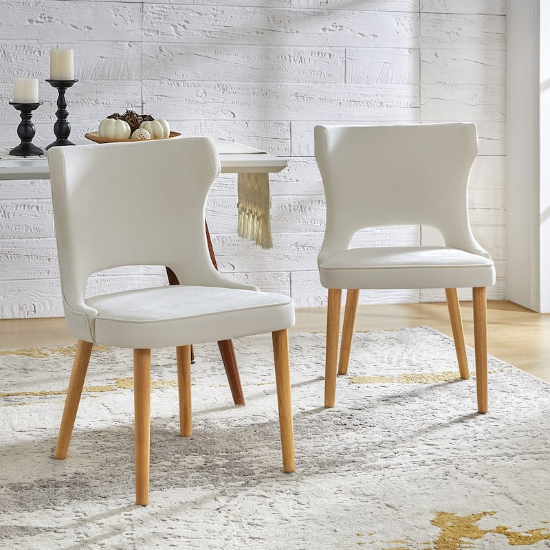 Rita Mid-century Modern Dining Chair with Solid Wood Legs Set of 2 by HULALA HOME - Grey