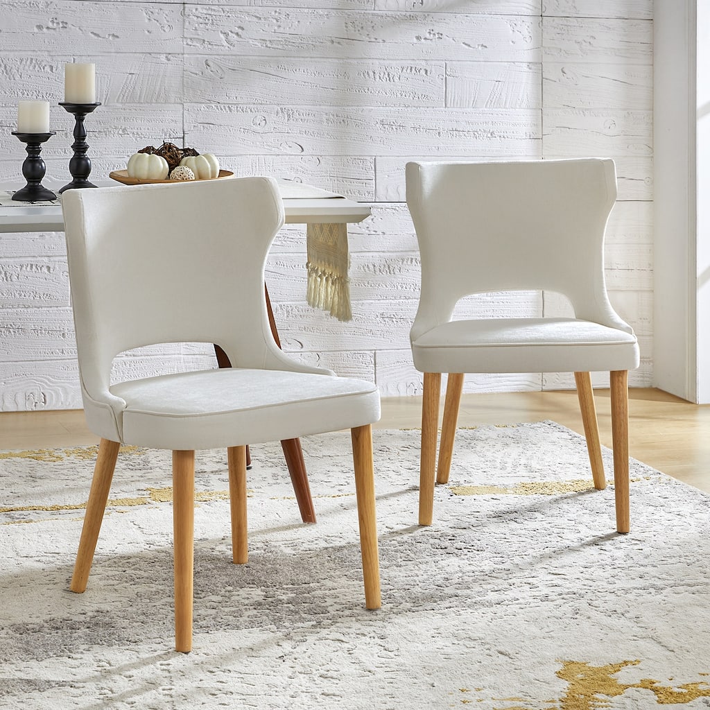 Rita Mid-century Modern Dining Chair with Solid Wood Legs Set of 2 by HULALA HOME