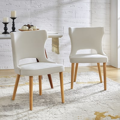 Rita Mid-century Modern Dining Chair with Solid Wood Legs Set of 2 by HULALA HOME