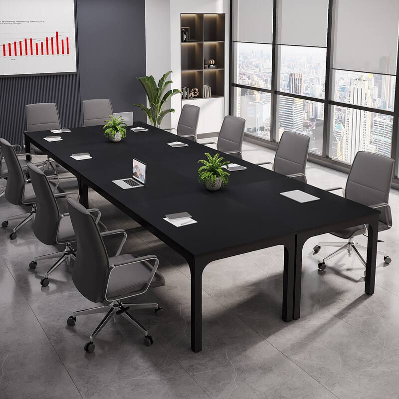 Modern Office 13FT Conference Table Set of 6, Large Rectangle Meeting Table, 78.74-Inch Long Business Seminar Table