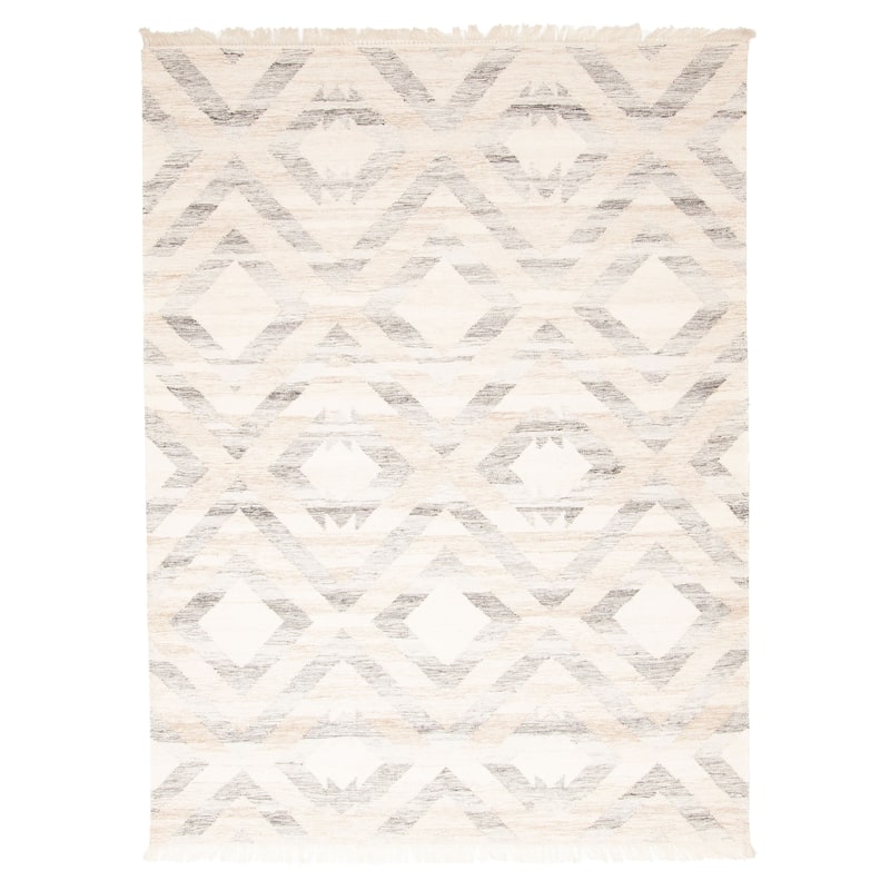 ECARPETGALLERY Flat-Weave Ankara FW Cream Wool Kilim - 5'5 x 7'5