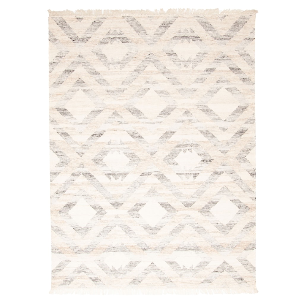ECARPETGALLERY Flat-Weave Ankara FW Cream Wool Kilim - 5'5 x 7'5