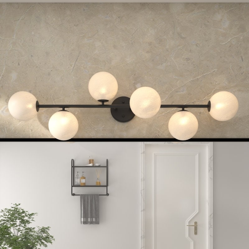 Acroma 6-Light Black Vanity Light with Globe Shades
