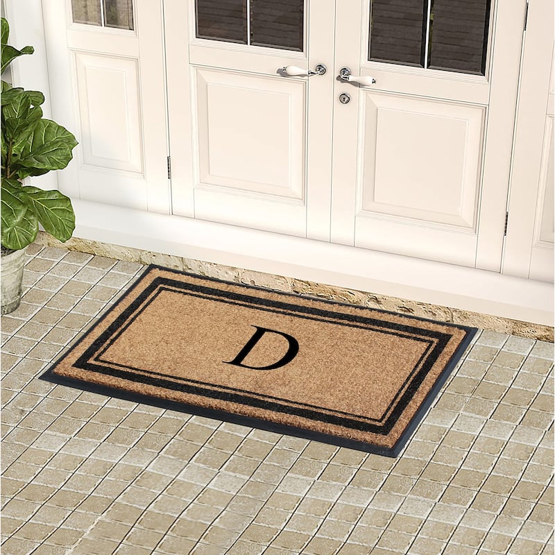 A1HC Picture Frame Natural Rubber & Coir Large Monogrammed Doormat 24"x48"