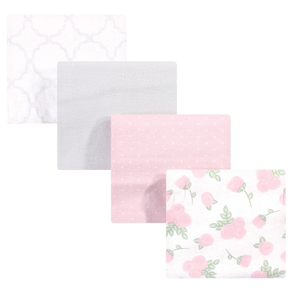 slide 1 of 1, Hudson Baby Infant Girl Cotton Flannel Receiving Blankets, Gray Pink Rose, One Size - Gray Pink Rose - One Size One Size - Gray Pink Rose