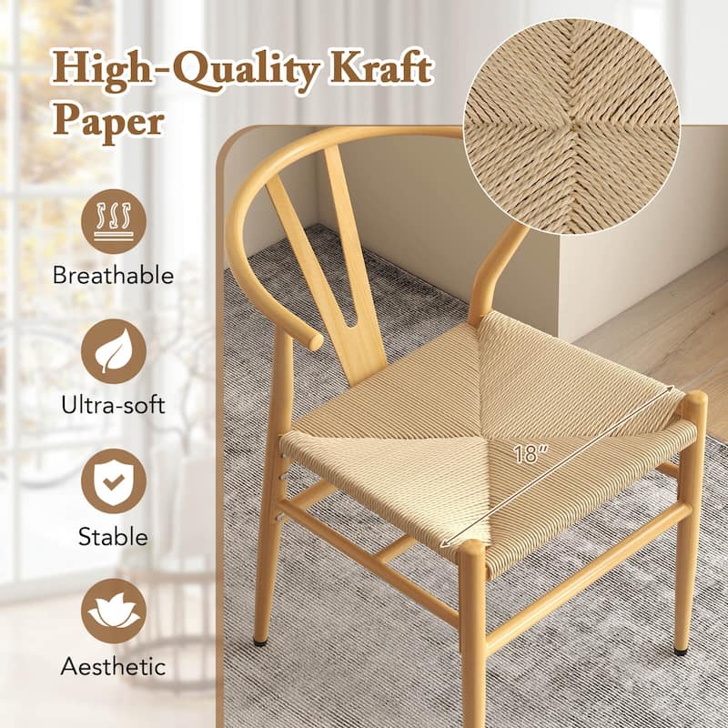 Costway Modern Dining Chair Set of 2/4 Weave Kitchen Armchairs with - See Details