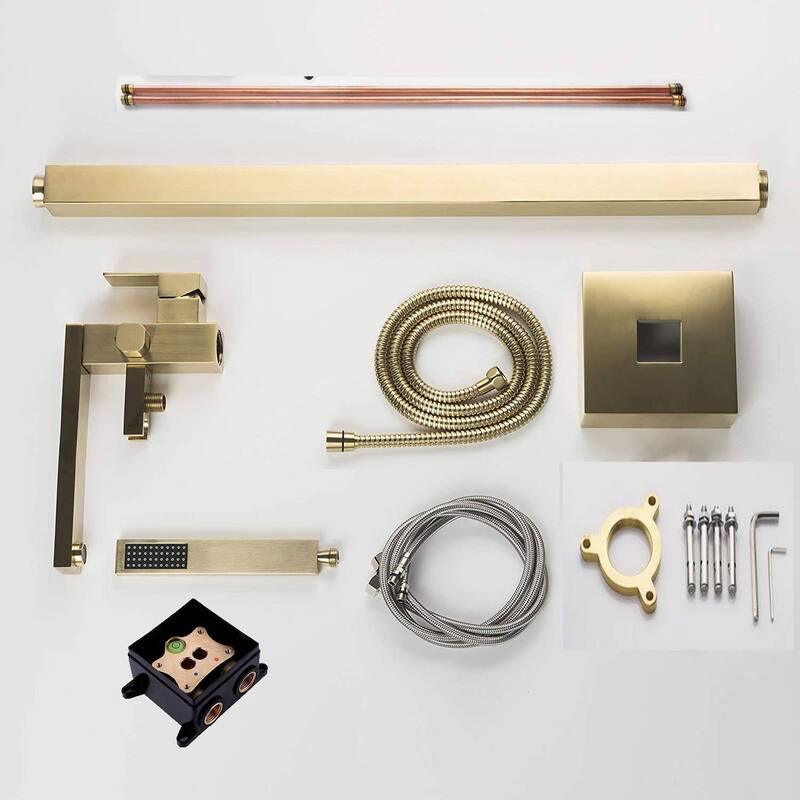 brushed gold floor mount tub filler free standing - 8' x 10'