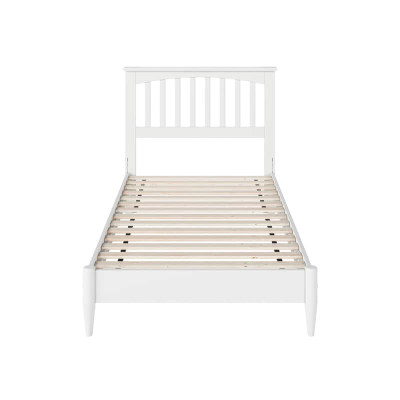 Solid Wood Low Profile Platform Bed - Twin Size, Modern Design, White Finish