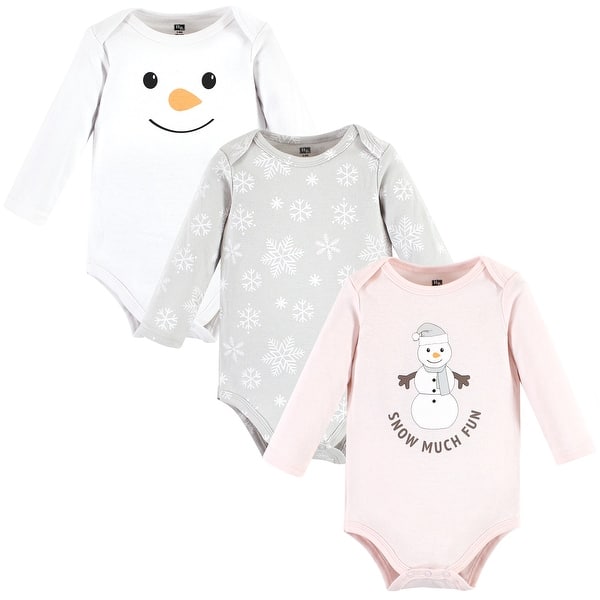 slide 1 of 1, Hudson Baby Infant Girl Cotton Long-Sleeve Bodysuits, Snow Much Fun 6-9 Months - Snow Much Fun