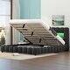 preview thumbnail 3 of 6, Queen Size Platform Bed with LED Headboard and Large Underneath Storage, Upholstered Bed with Support Legs, Grey