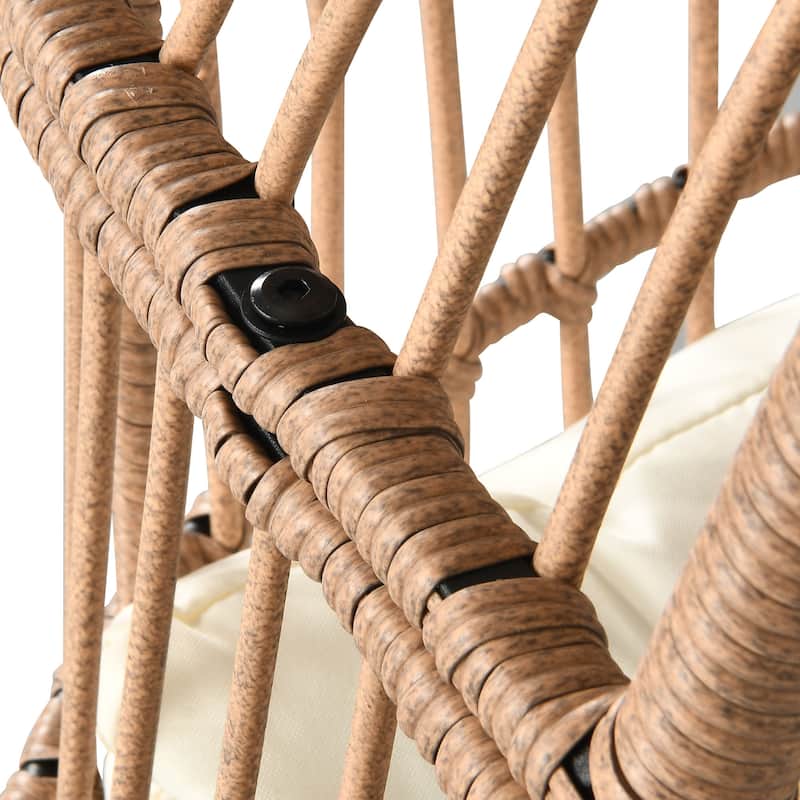 Moasis Outdoor Small Egg Chair Patio Wicker Basket Chair with Ottoman,Rocking Egg Chair,Swivel Egg Chair