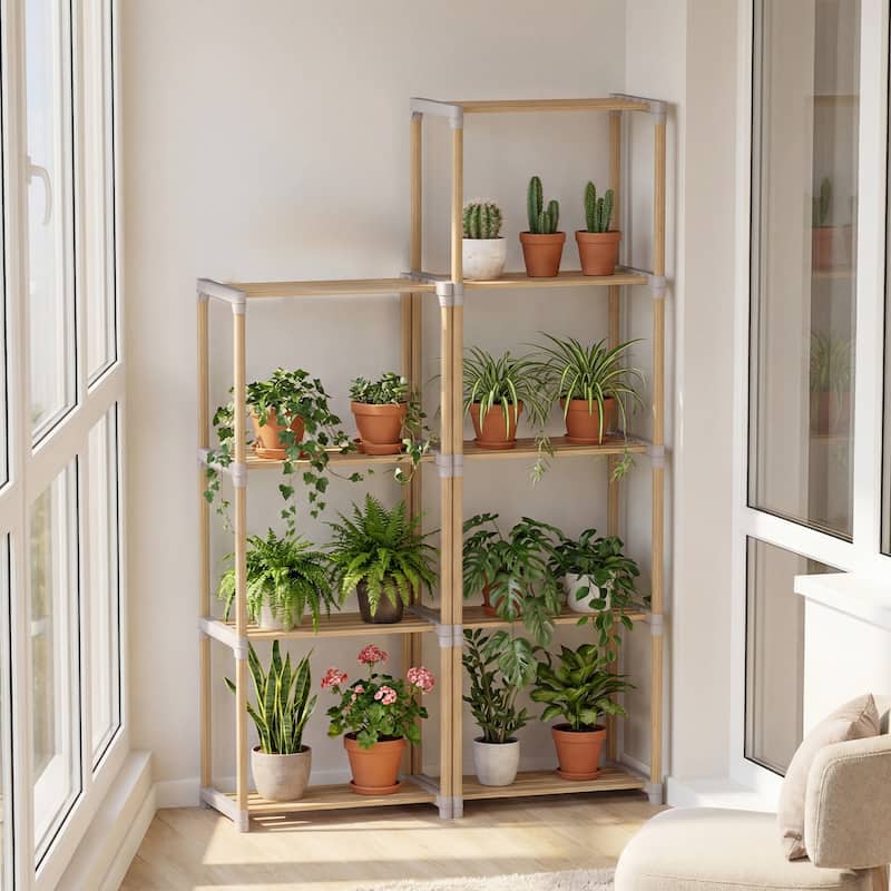 Gymax 2PCS 5-Tier Bookshelf w/Open Shelves Freestanding Storage