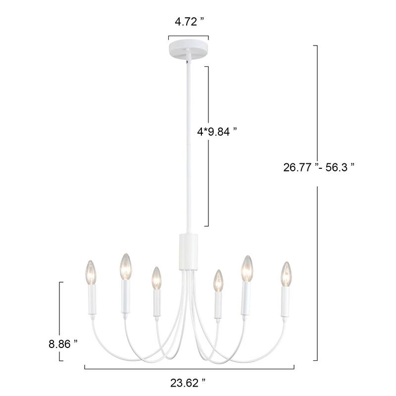 6-Light Modern Chandelier, Farmhouse Chandelier, Candle Style Chandelier for Dining Living Room Kitchen Island - 23.62"Dx8.86"H