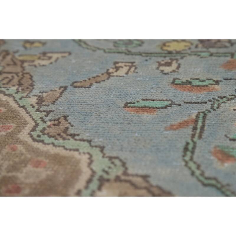 Light Blue Floral Tabriz Persian Rug Oriental Handmade Wool Carpet - 6'7"x 9'2"