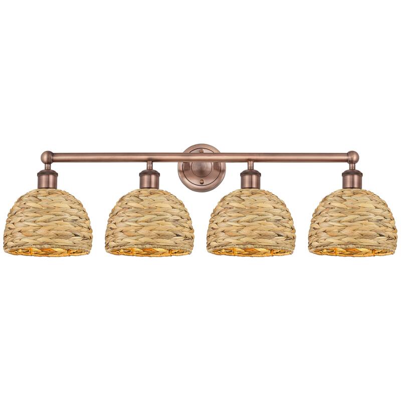 Innovations Lighting Endless Possibilities Edison - Woven Rattan - 4 Light 35" Bath Vanity Light - Antique Copper