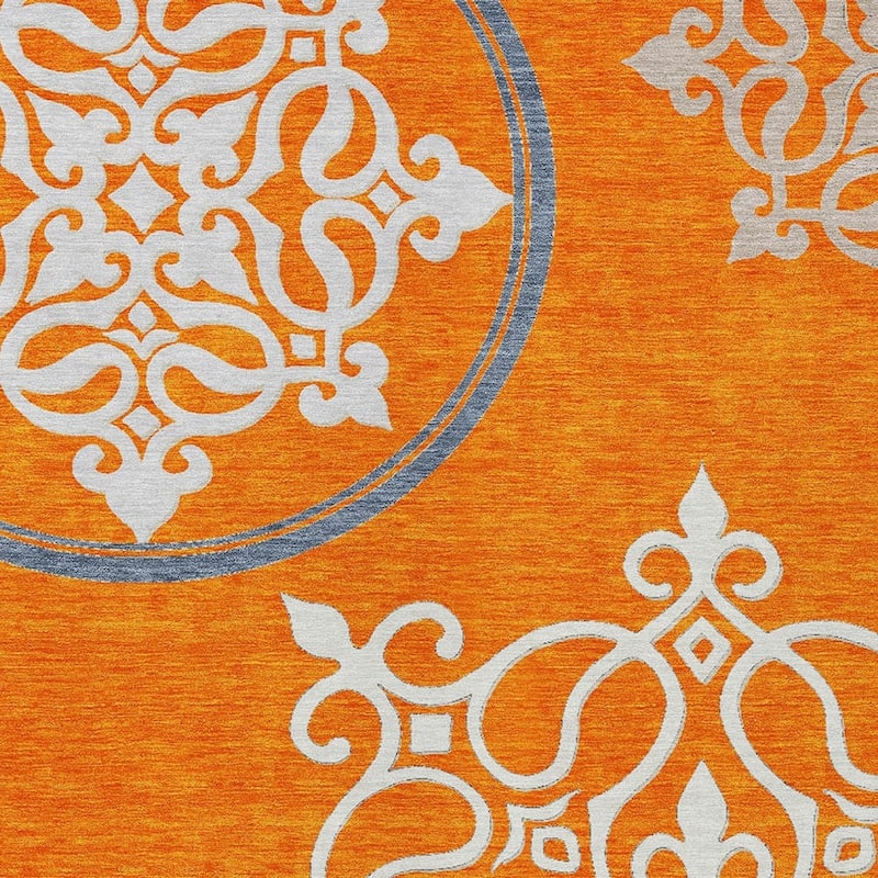 HomeRoots Floral Medallion Transitional Rectangle Outdoor Rug