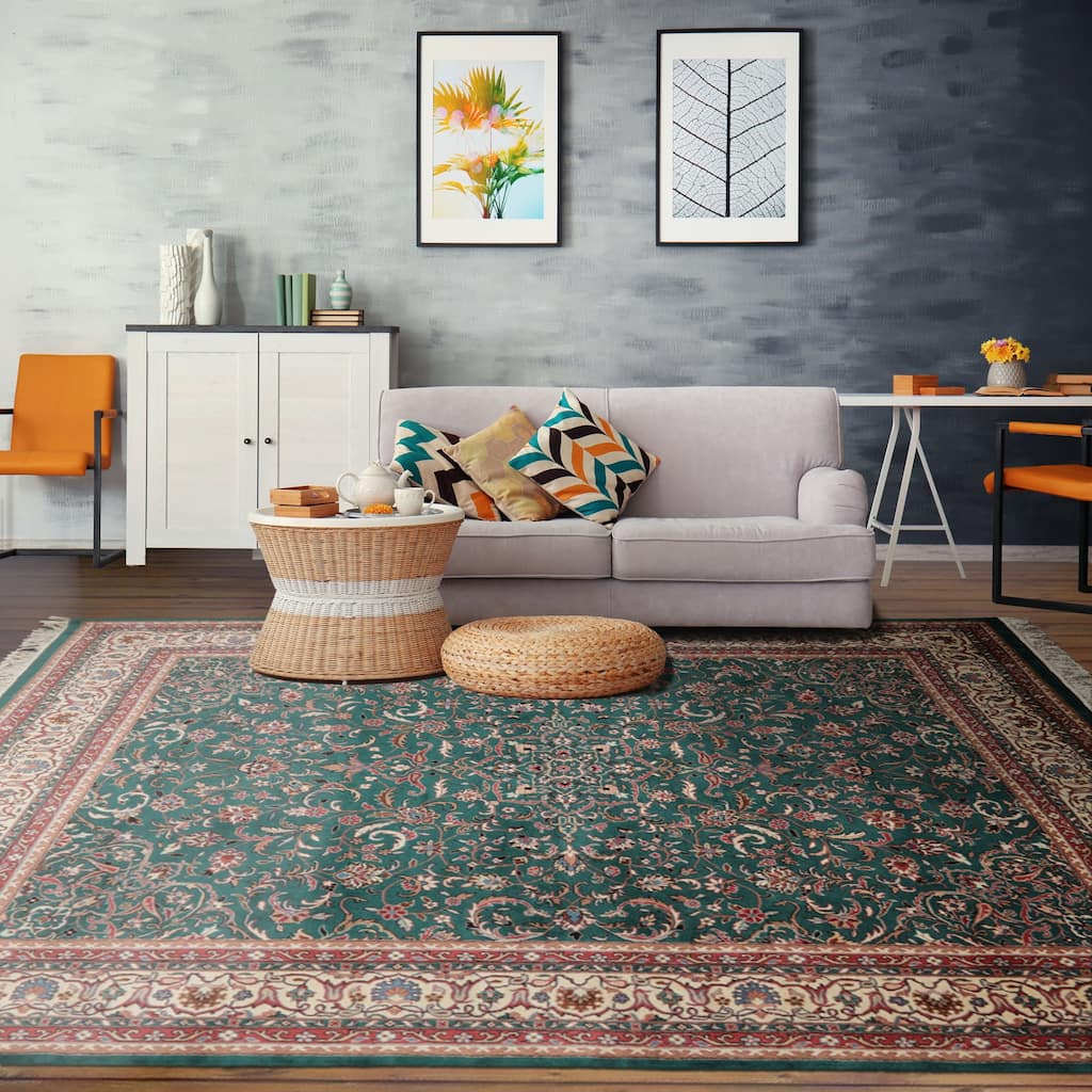 8x10 Hand Knotted Wool Emerald Kazan Pande Cameron Silky sheen Rug - 8' x 10'