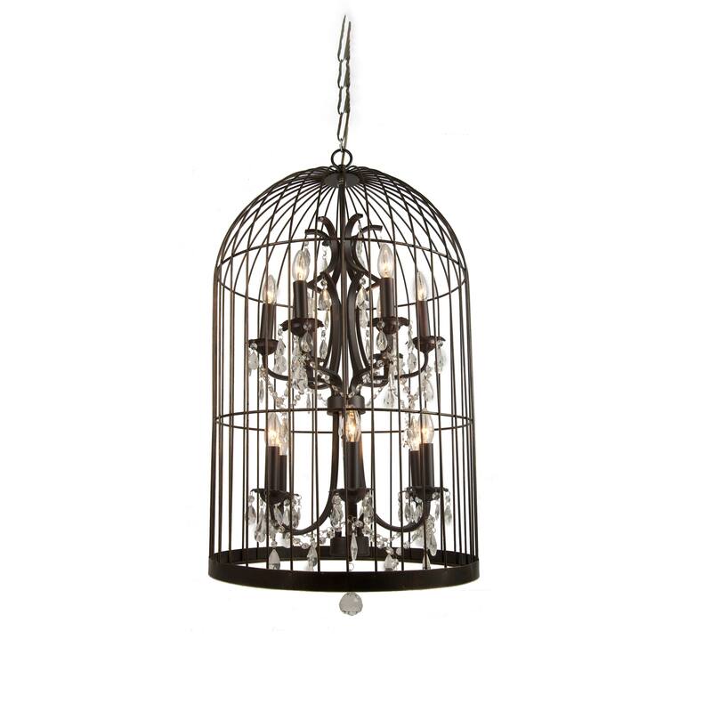 12-Light Black Chandeleir With Clear Crystal Accents