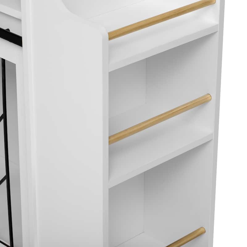 Farmhouse Dog Crate Kitchen Island with Drop Leaf, Pet-Friendly End Table Mobile Kitchen Cart with Storage