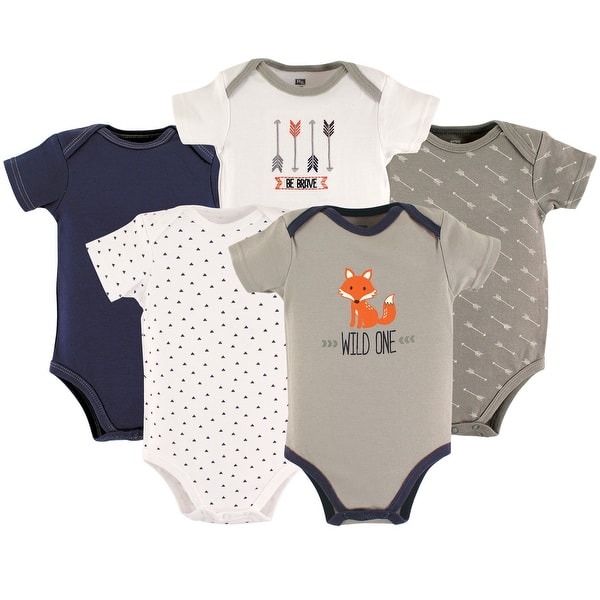 slide 1 of 1, Hudson Baby Infant Boy Cotton Bodysuits 5pk, Wild One 0-3 Months - Wild One