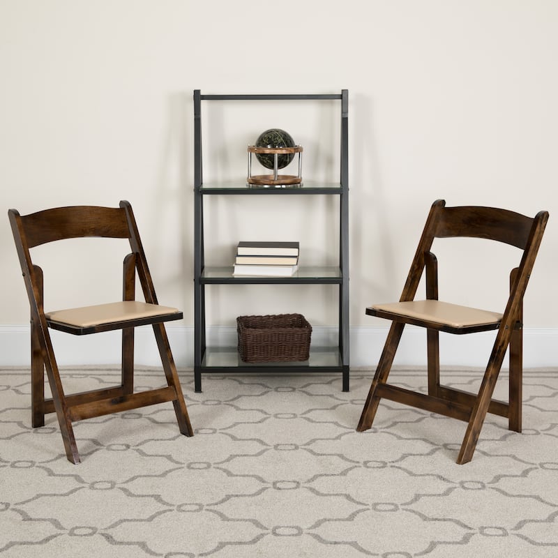 4 Pack Wood Folding Chair with Vinyl Padded Seat - 17.5"W x 18"D x 30.25"H - 17.5"W x 18"D x 30.25"H