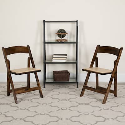 4 Pack Wood Folding Chair with Vinyl Padded Seat - 17.5"W x 18"D x 30.25"H - 17.5"W x 18"D x 30.25"H
