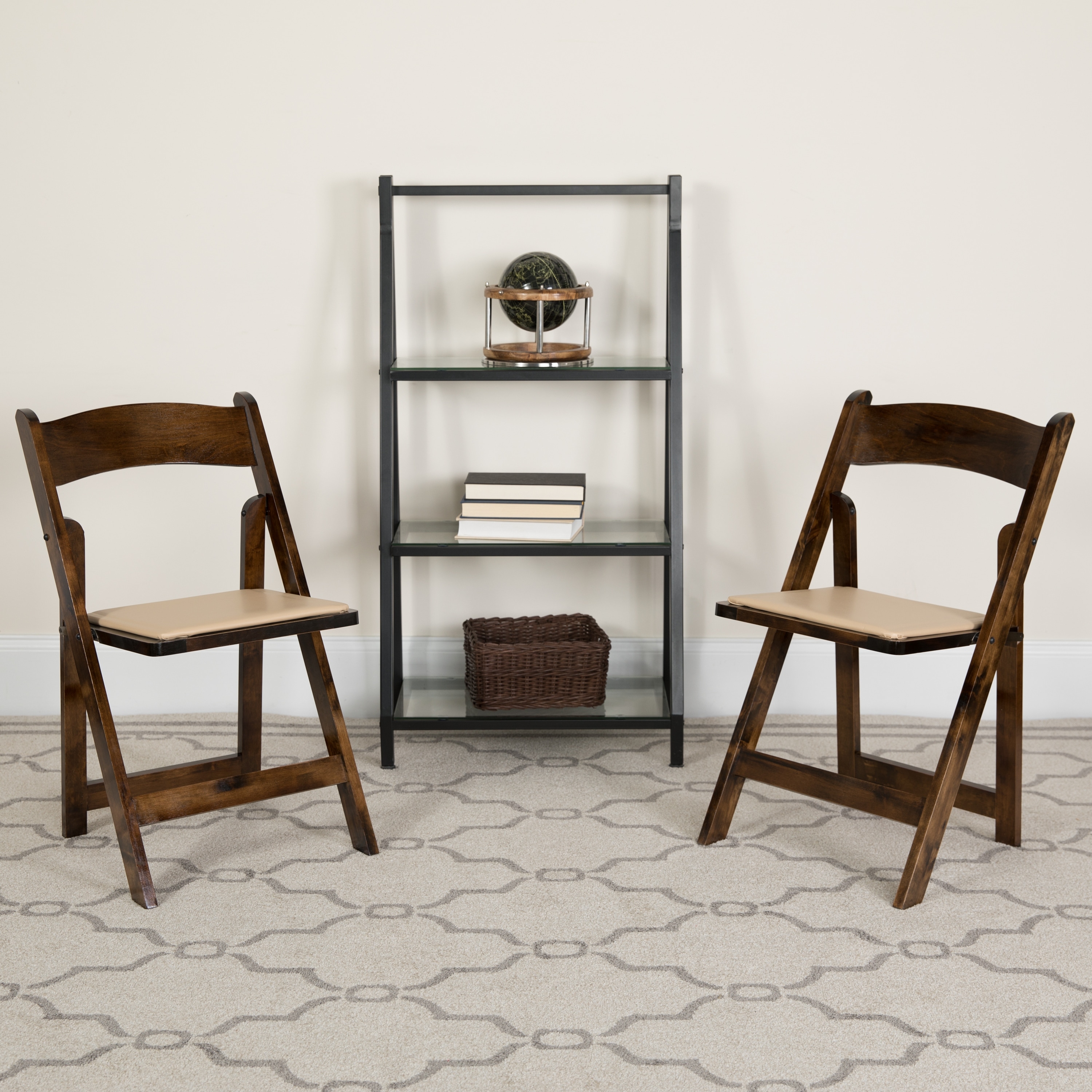 4 Pack Wood Folding Chair with Vinyl Padded Seat - 17.5"W x 18"D x 30.25"H - 17.5"W x 18"D x 30.25"H