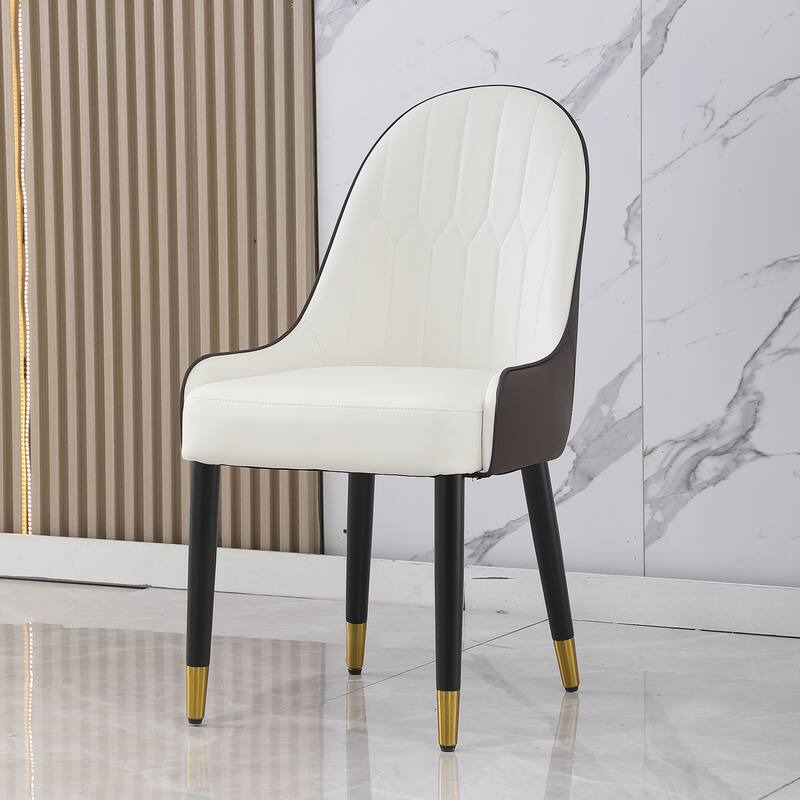 PU-Leather Chairs with Metal Legs & Backrest,Set of 2