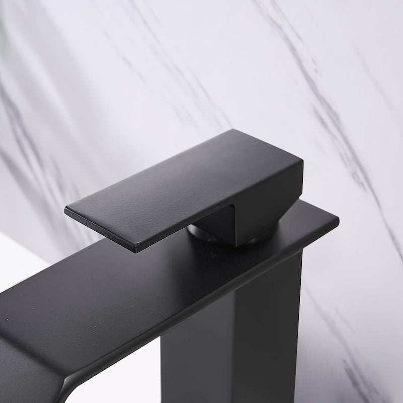 Modern Single Handle Waterfall Hand Bathroom Sink Faucet with Waterfall Spout Design, Corrosion and Rust Resistant