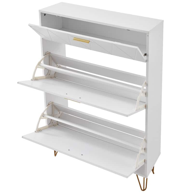 Modern Shoe Storage Cabinet with Flip Drawers for Living Room - 31.5 x 9.41 x 47.24 inch - White