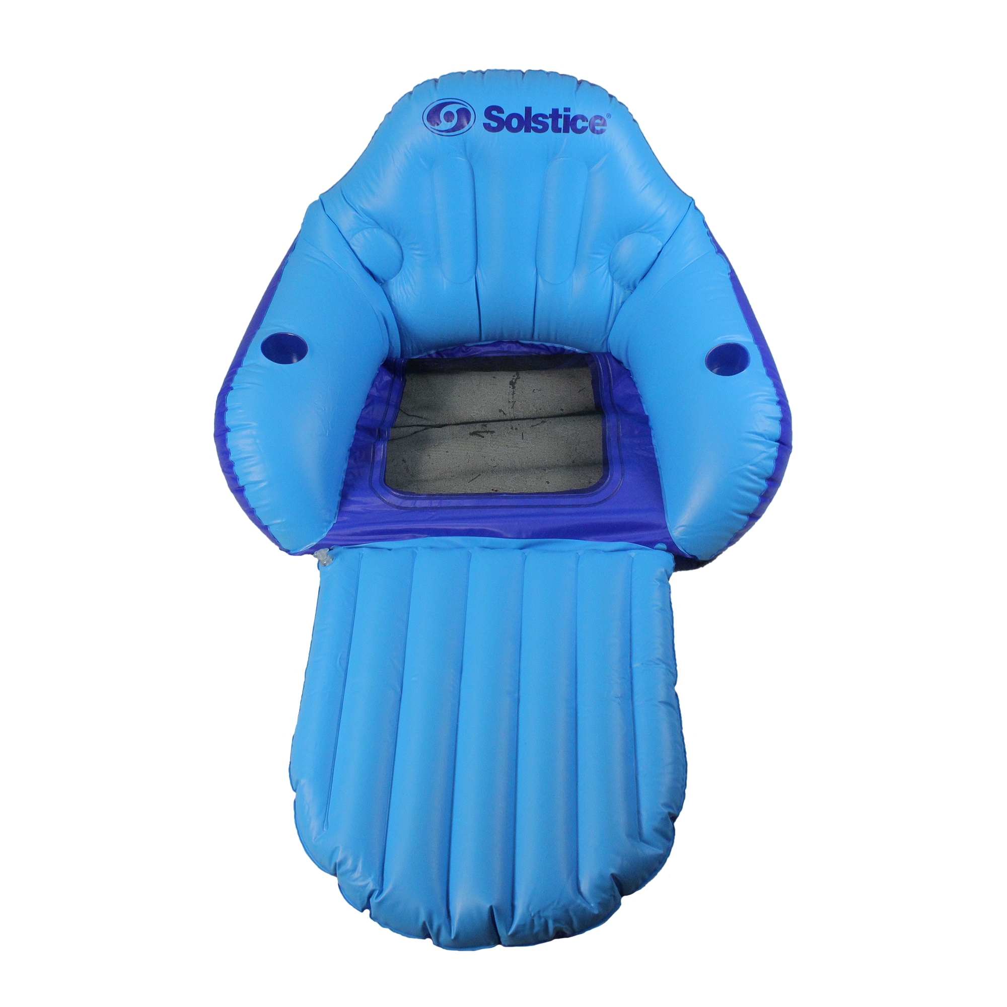 67" Blue Inflatable Convertible Swimming Pool Floating Lounger with Mesh Seat