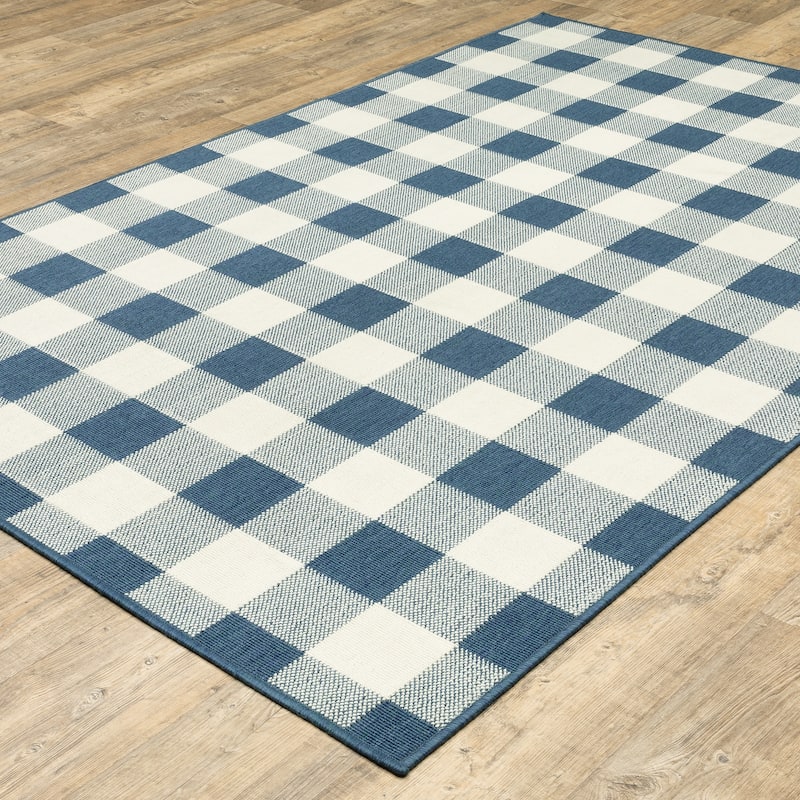 Vista Home Malta Gingham Check Indoor/Outdoor Area Rug