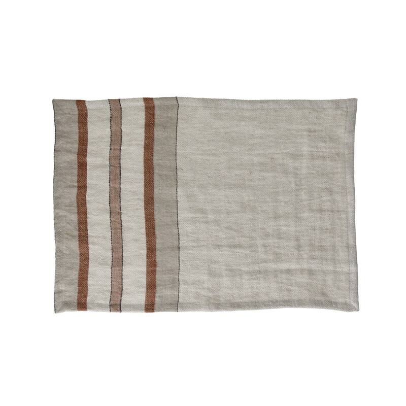 Handwoven Rectangular Linen Placemat - 19.5" - Gray