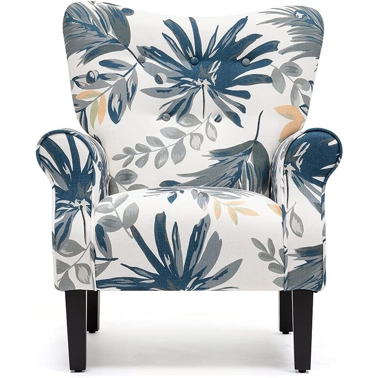 Erommy Wing back Arm Chair, Upholstered Fabric High Back Chair with Wood Legs