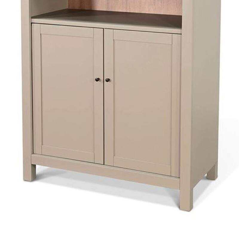 Xeny Arched Display Cabinet, 3 Shelves w 2 Doors, Light Gray Mahogany