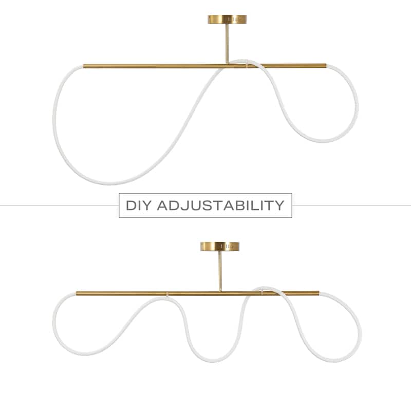 Lisette Contemporary Minimalist 360 Adjustable Silicone Neon Rope Dimmable Linear Integrated LED Flush Mount, by JONATHAN Y
