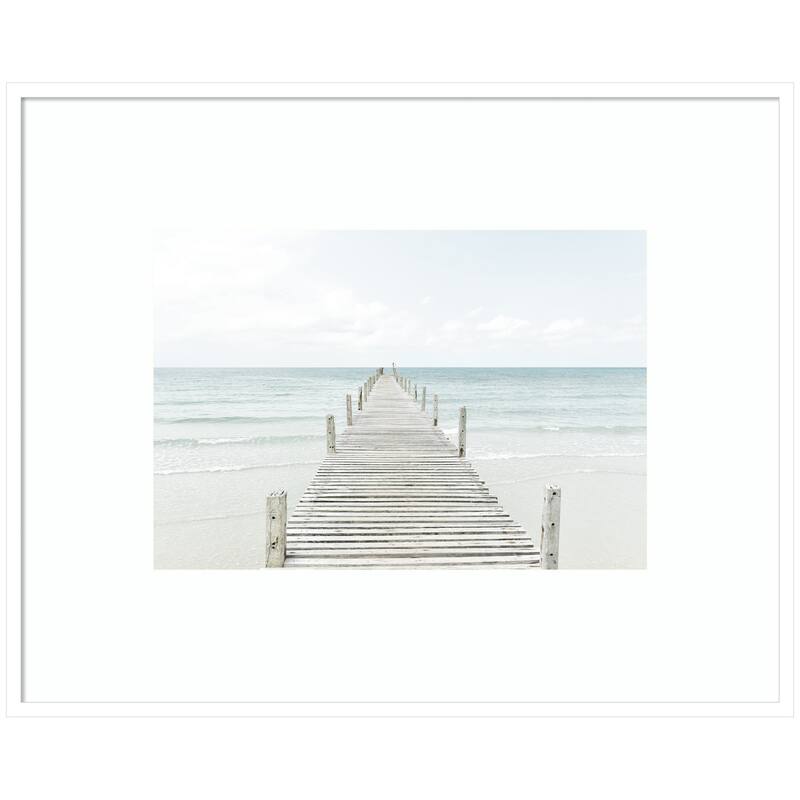 Kate and Laurel Beach 5s by Amy Peterson Framed Wall Art Print - 41 x 33 - White